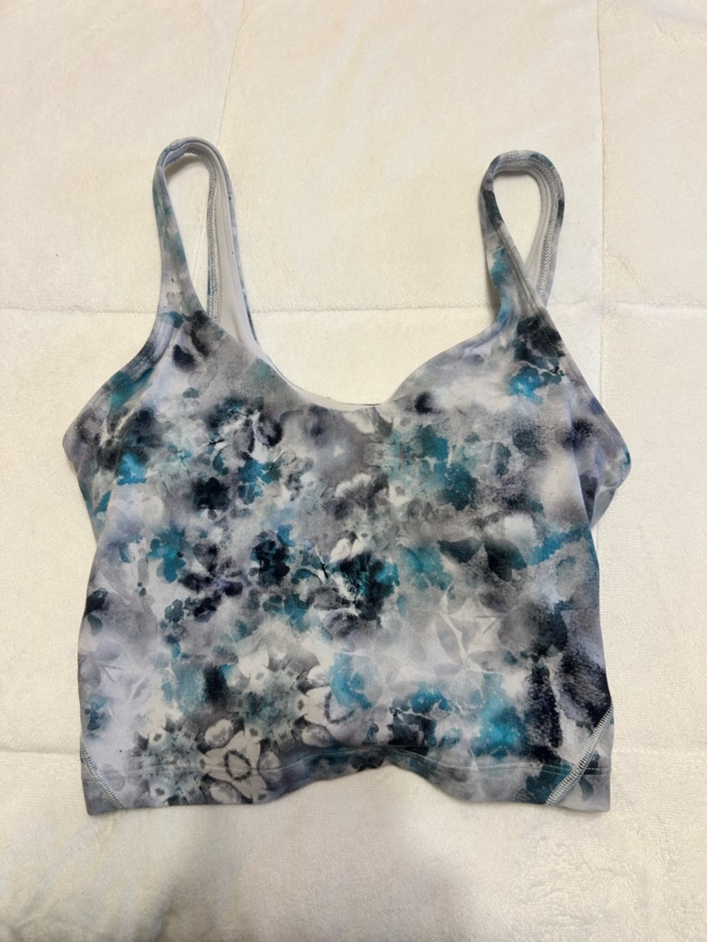 Abstract Blue Gray Tie-Dye Cropped Tank Top lululemon